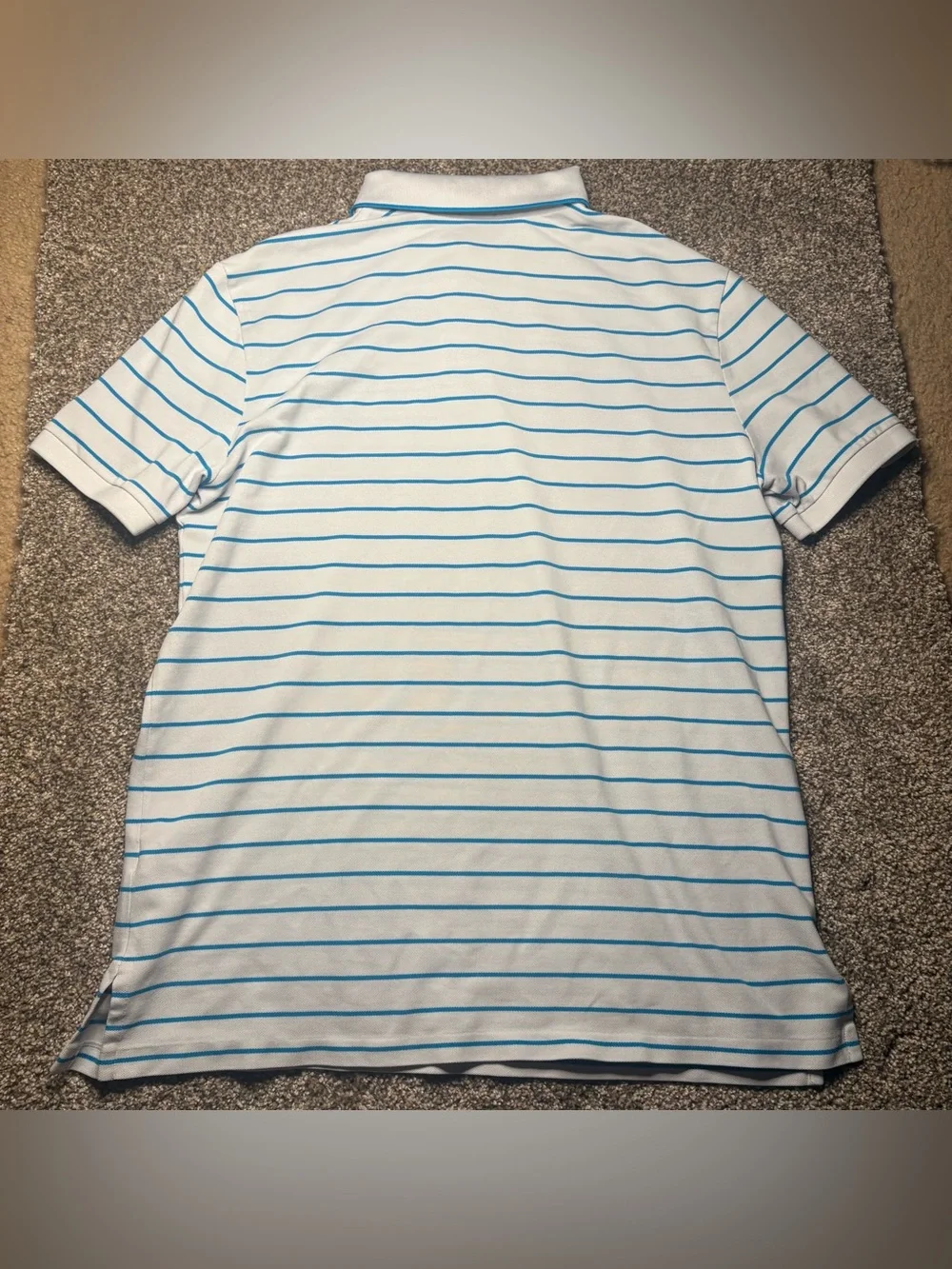 Ralph Lauren Polo Golf White Blue Stripes Men's L Pima Cotton
